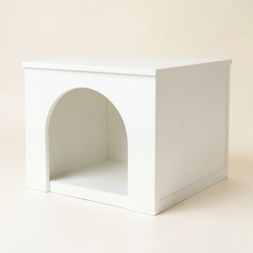 Dawn Bridge Empty Furniture-Style Litter Enclosure - White (synthetic illustration; no displayed measurements)