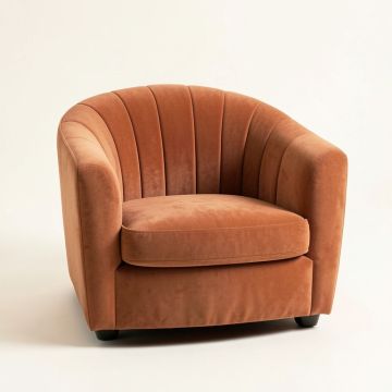 Stone Brook Upholstered Armchair - Terracotta (synthetic illustration; no displayed measurements)