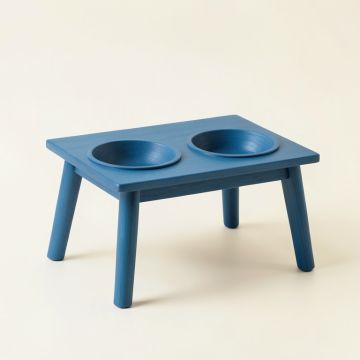Maple Field Pet Feeding Stand With Two Plain Empty Bowls - Blue (synthetic illustration; no displayed measurements)