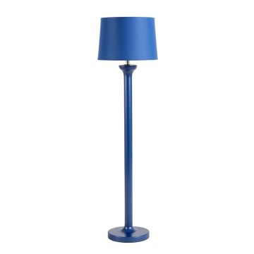 Elm Dale Floor Lamp With A Plain Fabric Shade - Blue