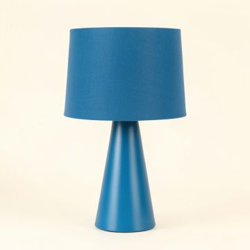 Spruce Crest Table Lamp With A Plain Fabric Shade - Blue (synthetic illustration; no displayed measurements)
