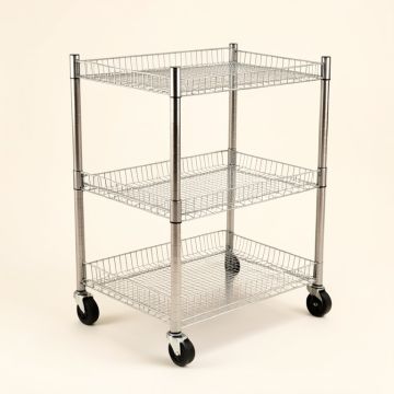 3-Tier Mesh Wire Basket Rolling Cart Kitchen Storage Cart With Wheels Shelving (synthetic illustration; no displayed measurements)