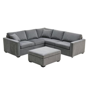 Dojno 120 '' Wide Velvet Reversible Modular Corner Sectional With Ottoman