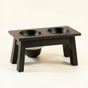 Aspen Bend Pet Feeding Stand With Two Plain Empty Bowls - Black (synthetic illustration; no displayed measurements)