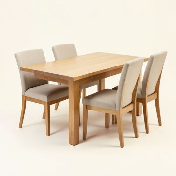Njord Butterfly Leaf Rubberwood Solid Wood Dining Set (synthetic illustration; no displayed measurements)