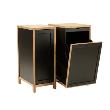 Linden Brook Freestanding Pull-Out Hamper Cabinet - Black