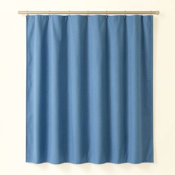 Pine Bend Shower Curtain Hanging Flat From A Plain Rod - Blue (synthetic illustration; no displayed measurements)
