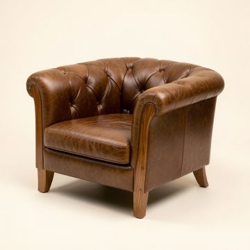 Hailee 41.5 '' Wide Tufted Cowhide Armchair (synthetic illustration; no displayed measurements)