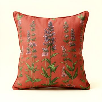 Bee Balm And Bees Out Throw Pillow (synthetic illustration; no displayed measurements)