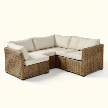 Eldora 94 '' W Wicker Patio Sectional With Cushions (synthetic illustration; no displayed measurements)