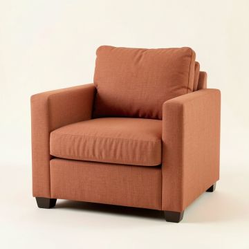 Olive Bluff Upholstered Armchair - Terracotta (synthetic illustration; no displayed measurements)