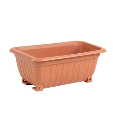 Ash Branch Empty Railing Planter With Integral Brackets - Terracotta