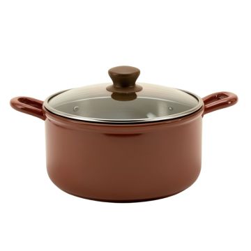 Ayesha Home Collection Porcelain Enamel Nonstick Saucepan With Lid , 3-Quart