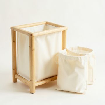 Briar Bluff Laundry Sorting Station With Plain Removable Bags - Cream (synthetic illustration; no displayed measurements)