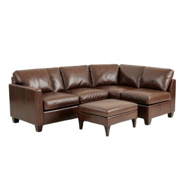 Adamski 103 '' Wide Faux Leather Left Hand Facing Sofa & Chaise With Ottoman
