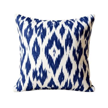 Indigo Ikat Throw Pillow (synthetic illustration; no displayed measurements)