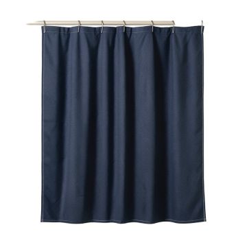 Reed Bluff Shower Curtain Hanging Flat From A Plain Rod - Navy