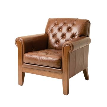 Berbor 43 '' Wide Tufted Leather Match Armchair
