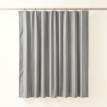 River Dale Shower Curtain Hanging Flat From A Plain Rod - Gray (synthetic illustration; no displayed measurements)