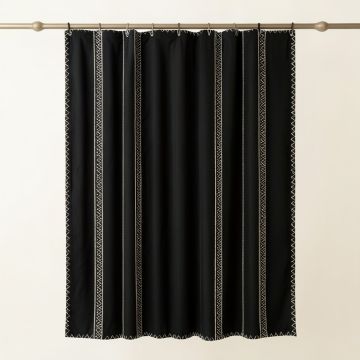 Wren Dell Shower Curtain Hanging Flat From A Plain Rod - Black (synthetic illustration; no displayed measurements)