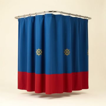 Suzie Anchors And Ship Wheels Single Shower Curtain (synthetic illustration; no displayed measurements)