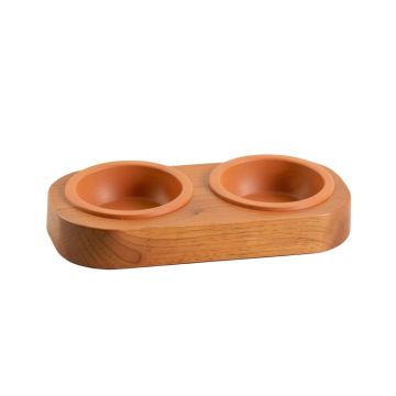 Maple Canyon Pet Feeding Stand With Two Plain Empty Bowls - Terracotta