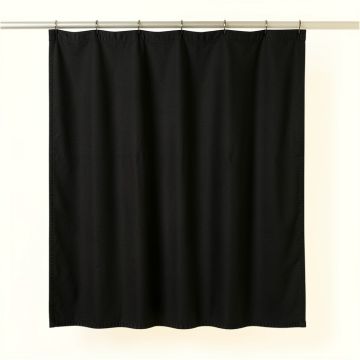 Wren Crest Shower Curtain Hanging Flat From A Plain Rod - Black (synthetic illustration; no displayed measurements)