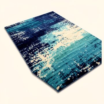 Sandisfield Abstract Navy Blue/Turquoise Blue/Ivory Ombre Area Rug (synthetic illustration; no displayed measurements)