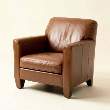 Leather Arm Chair In Cognac (synthetic illustration; no displayed measurements)