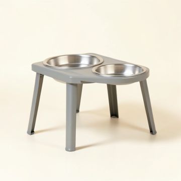 Willow Dale Pet Feeding Stand With Two Plain Empty Bowls - Gray (synthetic illustration; no displayed measurements)