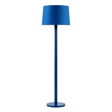 Slate Bridge Floor Lamp With A Plain Fabric Shade - Blue