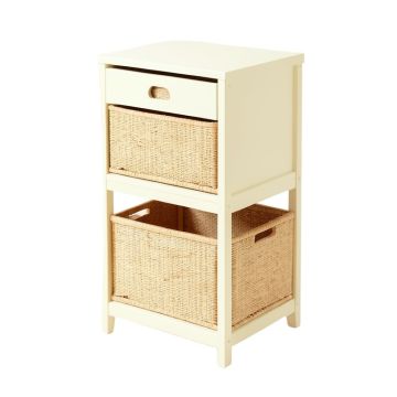 Elm Branch Freestanding Pull-Out Hamper Cabinet - Ivory