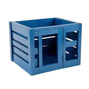 Ash Brook Empty Furniture-Style Pet Crate - Blue