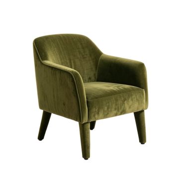 Magreb Velvet Upholstered Parsons Chair In Olive
