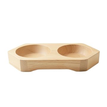 Cliff Dale Pet Feeding Stand With Two Plain Empty Bowls - Beige
