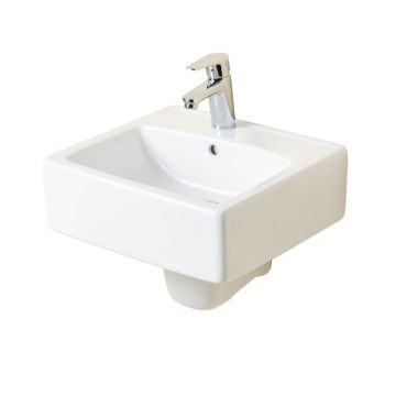 White Ceramic Rectangular Wall Mounted Bathroom Sink
