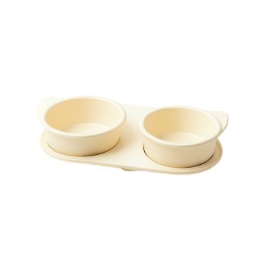 Maple Brook Pet Feeding Stand With Two Plain Empty Bowls - Ivory
