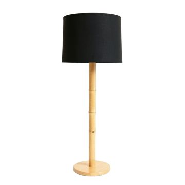 Oak Crossing Floor Lamp With A Plain Fabric Shade - Black
