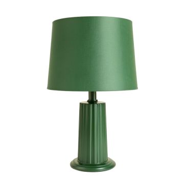 Wren Crest Table Lamp With A Plain Fabric Shade - Green