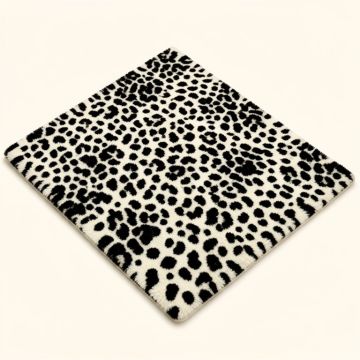 African Safari Animal Print Tufted Wool Black/Off White Area Rug (synthetic illustration; no displayed measurements)