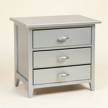 Wymore 3 - Drawer Solid Wood Nightstand In Silver (synthetic illustration; no displayed measurements)