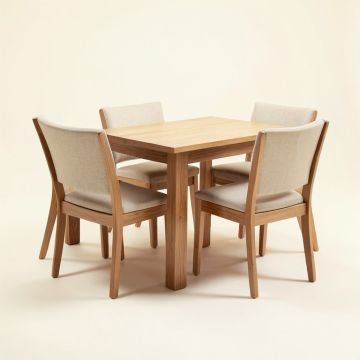 Ayedin 5 - Piece Rubberwood Solid Wood Dining Set (synthetic illustration; no displayed measurements)
