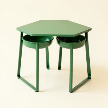 Heath Branch Pet Feeding Stand With Two Plain Empty Bowls - Green (synthetic illustration; no displayed measurements)