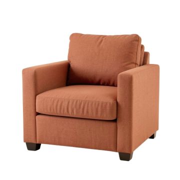 Olive Bluff Upholstered Armchair - Terracotta (synthetic illustration; no displayed measurements)