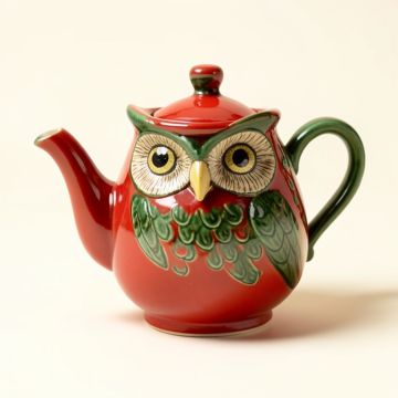 Manolla Owl 24 Oz . Earthenware Teapot (synthetic illustration; no displayed measurements)