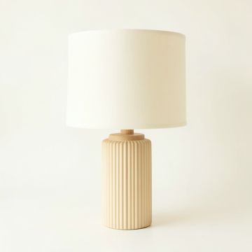 Spruce Bridge Table Lamp With A Plain Fabric Shade - Cream (synthetic illustration; no displayed measurements)