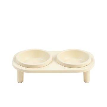 Elm Field Pet Feeding Stand With Two Plain Empty Bowls - Ivory