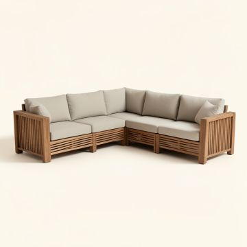 Jacobson 4 Piece Teak Sectional Seating Group With Cushions (synthetic illustration; no displayed measurements)