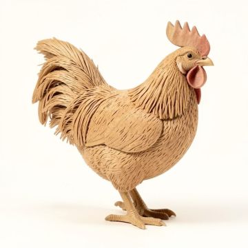 Popovich Sisal Rooster With Raffia Tail (synthetic illustration; no displayed measurements)