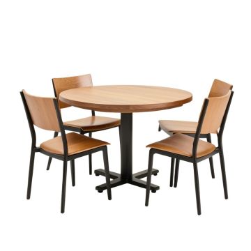 Ebern Designs 3-Piece Wood Dining Room Round Table & Chairs Set W/ Steel Frame